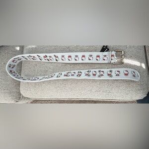 HELLO KITTY White and Red Canvas Belt with Silver Holes Size Medium
